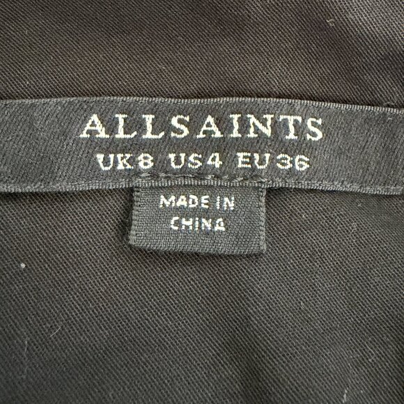 ALLSAINTS Ali trouser black high waist cotton pants Sz 4 pockets - Picture 10 of 12